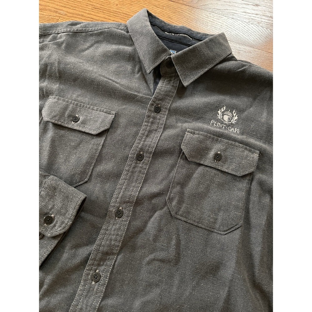 Kuhl Descendr Grey Flannel LS Shirt Mens XL Button Up Flint Oak Hunting Lodge KS
